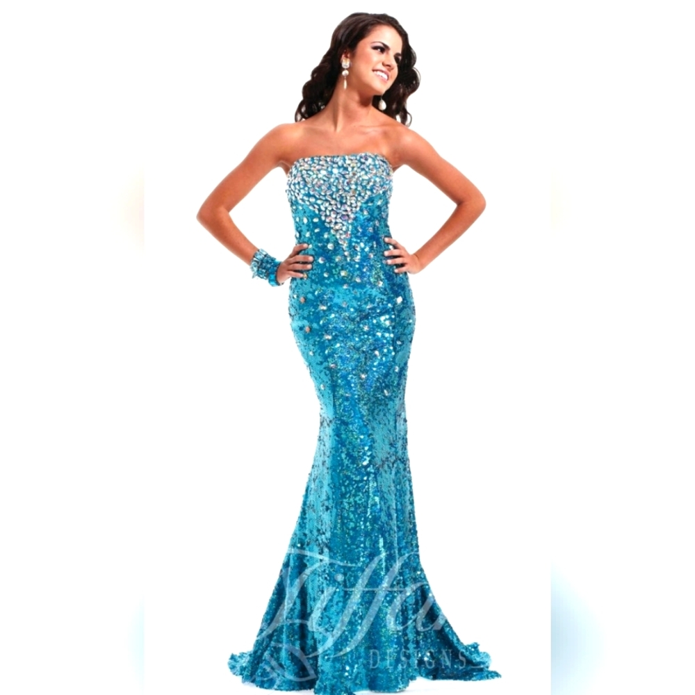 Tiffany Designs Turquoise formal dress